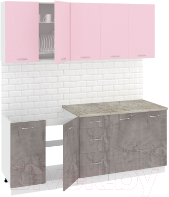 Готовая кухня Кортекс-мебель Корнелия Лира 2.0м (розовый/оникс/марсель)