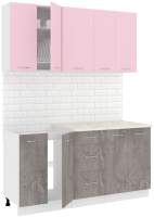 Кухонный гарнитур Кортекс-мебель Корнелия Лира 1.6м (розовый/оникс/королевский опал) - 