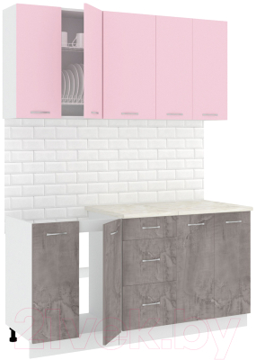Готовая кухня Кортекс-мебель Корнелия Лира 1.6м (розовый/оникс/королевский опал)