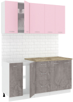 Кухонный гарнитур Кортекс-мебель Корнелия Лира 1.6м  (розовый/оникс/мадрид) - 
