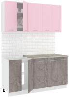 Кухонный гарнитур Кортекс-мебель Корнелия Лира 1.6м (розовый/оникс/марсель) - 