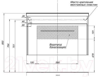 Тумба с умывальником Aquanet Августа 90 / 225441