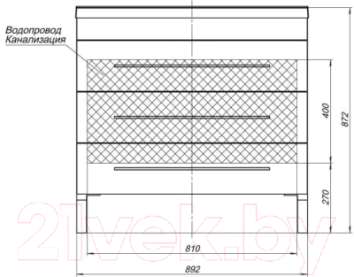 Тумба с умывальником Aquanet Верона 90 / 212872 (3 ящика)