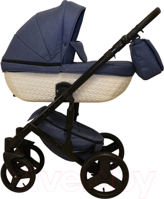 Детская универсальная коляска Ray Victoria Lux 2 в 1 (48/синий лен/белая люлька)