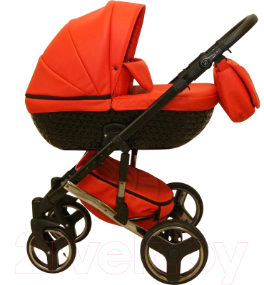 Детская универсальная коляска Ray Victoria Lux 2 в 1 (45/красная кожа/черная люлька)