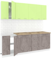 Кухонный гарнитур Кортекс-мебель Корнелия Лира 2.2м (зеленый/оникс/мадрид) - 