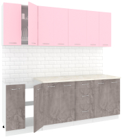 Кухонный гарнитур Кортекс-мебель Корнелия Лира 2.2м (розовый/оникс/королевский опал) - 