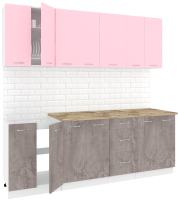 Кухонный гарнитур Кортекс-мебель Корнелия Лира 2.2м (розовый/оникс/мадрид) - 