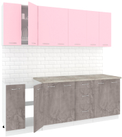 Кухонный гарнитур Кортекс-мебель Корнелия Лира 2.2м (розовый/оникс/марсель) - 