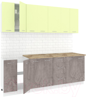 Готовая кухня Кортекс-мебель Корнелия Лира 2.2м (салатовый/оникс/мадрид)