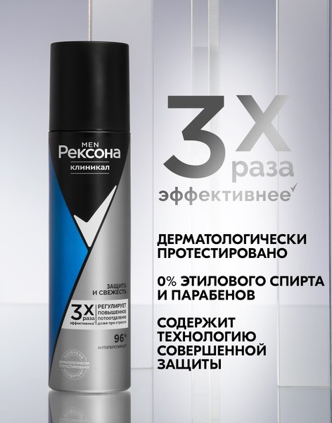Антиперспирант-спрей Rexona Men Clinical Protection защита и свежесть (150мл)