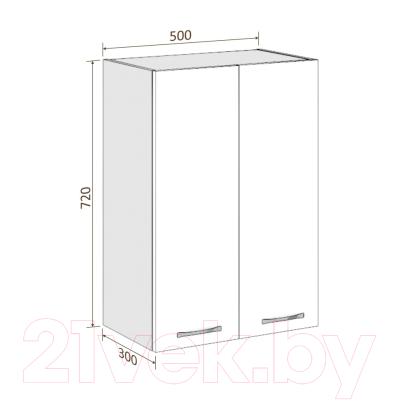 Шкаф навесной для кухни Кортекс-мебель Корнелия Лира ВШ50 (белый)