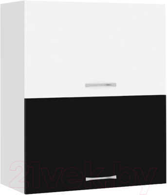 Шкаф навесной для кухни Кортекс-мебель Корнелия Мара ВШ60-2г (белый/черный)