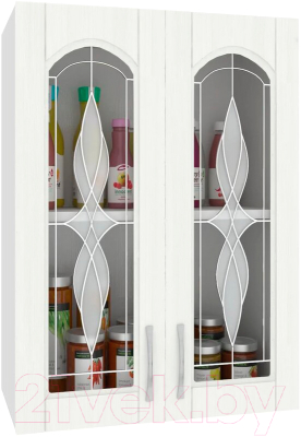 Шкаф навесной для кухни Кортекс-мебель Корнелия Ретро ВШ50ст (ясень белый)