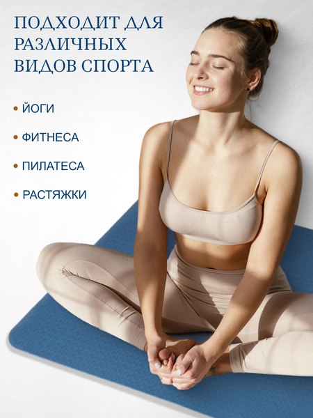Коврик для йоги и фитнеса Sundays Fitness IR97503 (синий/голубой)