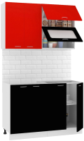 Кухонный гарнитур Кортекс-мебель Корнелия Мара 1.2м без столешницы (красный/черный) - 
