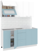 Готовая кухня Кортекс-мебель Корнелия Мара 1.6м без столешницы (белый/голубой) - 