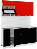 Готовая кухня Кортекс-мебель Корнелия Мара 1.6м без столешницы (красный/черный) - 