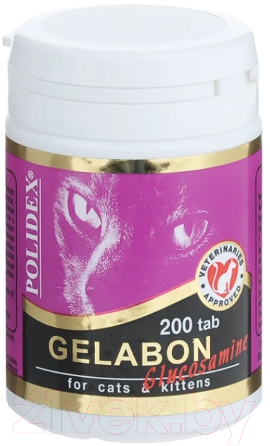 Кормовая добавка для животных Polidex Гелабон плюс глюкозамин / 7857 (200 таблеток)
