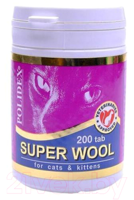 Кормовая добавка для животных Polidex Супер Вул / 7840 (200 таблеток)