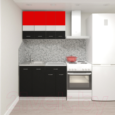 Готовая кухня Кортекс-мебель Корнелия Экстра 1.1м без столешницы (белый/береза)