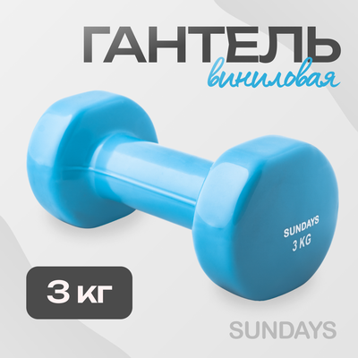 Гантель Sundays Fitness IR92005 (3кг, голубой)