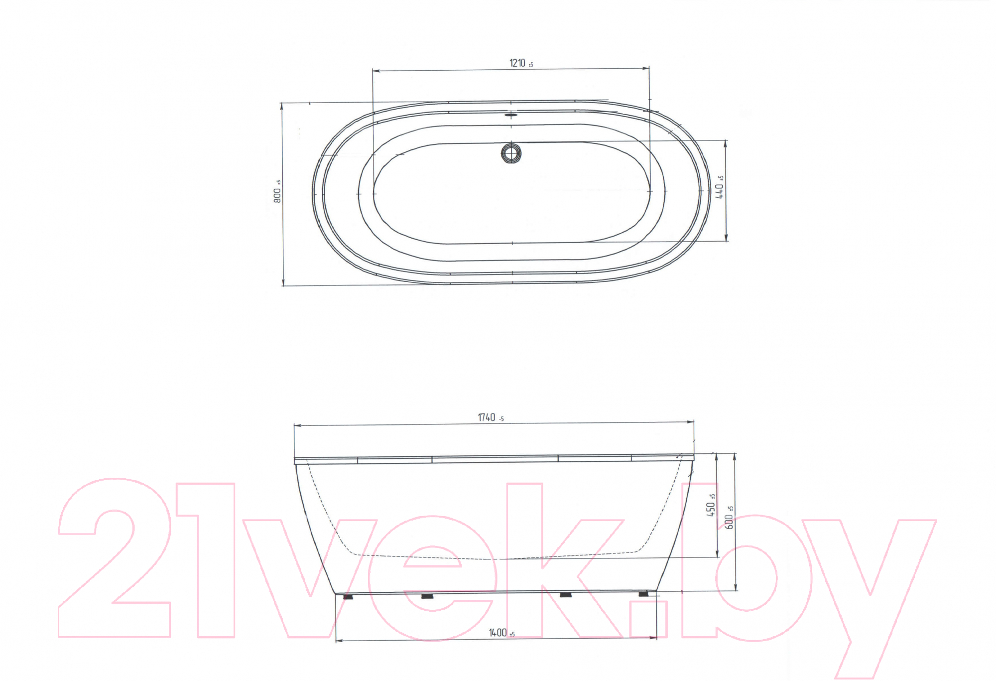 Ванна акриловая 1Марка Aima Tondo 174x80