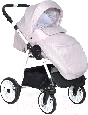 Детская универсальная коляска INDIGO Alpina + F 3 в 1 (Al 02, светло-розовый/светло-розовая кожа)