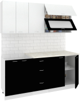 Кухонный гарнитур Кортекс-мебель Корнелия Мара 1.8м (белый/черный/мадрид) - 