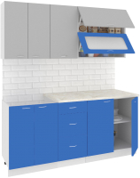 Готовая кухня Кортекс-мебель Корнелия Мара 1.8м (серый/синий/мадрид) - 