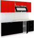 Готовая кухня Кортекс-мебель Корнелия Мара 2.0м (красный/черный/королевский опал) - 