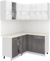 Готовая кухня Кортекс-мебель Корнелия Экстра 1.5x1.4м (белый/береза/королевский опал) - 