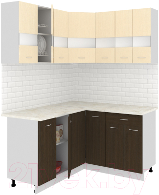Готовая кухня Кортекс-мебель Корнелия Экстра 1.5x1.4м (венге светлый/венге/королевский опал)