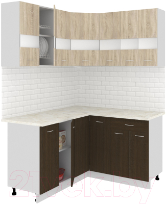 Готовая кухня Кортекс-мебель Корнелия Экстра 1.5x1.4м (дуб сонома/венге/мадрид)