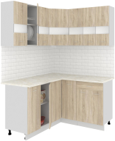 Готовая кухня Кортекс-мебель Корнелия Экстра 1.5x1.4м (дуб сонома/королевский опал) - 