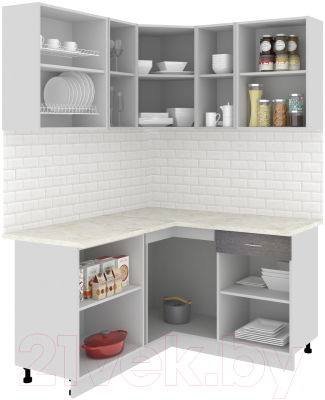 Готовая кухня Кортекс-мебель Корнелия Экстра 1.5x1.4м (белый/береза/марсель)