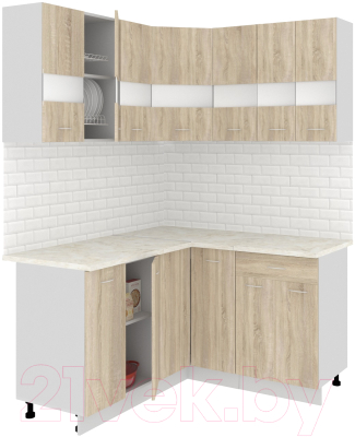 Готовая кухня Кортекс-мебель Корнелия Экстра 1.5x1.4м (дуб сонома/королевский опал)