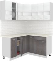 Готовая кухня Кортекс-мебель Корнелия Экстра 1.5x1.5м (белый/береза/марсель) - 