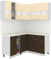 Кухонный гарнитур Кортекс-мебель Корнелия Экстра 1.5x1.5м (венге светлый/венге/марсель) - 
