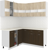 Готовая кухня Кортекс-мебель Корнелия Экстра 1.5x1.7м (дуб сонома/венге/марсель) - 