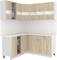 Готовая кухня Кортекс-мебель Корнелия Экстра 1.5x1.7м (дуб сонома/королевский опал) - 
