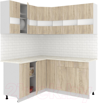 Готовая кухня Кортекс-мебель Корнелия Экстра 1.5x1.7м (дуб сонома/марсель)