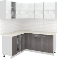 Кухонный гарнитур Кортекс-мебель Корнелия Экстра 1.5x1.8м (белый/береза/мадрид) - 