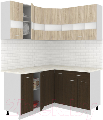 Готовая кухня Кортекс-мебель Корнелия Экстра 1.5x1.5м (дуб сонома/венге/марсель)