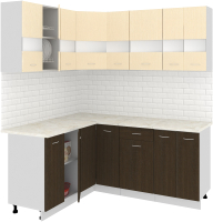 Готовая кухня Кортекс-мебель Корнелия Экстра 1.5x1.8м (венге светлый/венге/королевский опал) - 