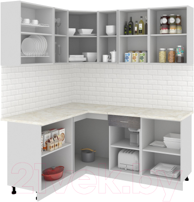 Готовая кухня Кортекс-мебель Корнелия Экстра 1.5x1.8м (белый/береза/мадрид)