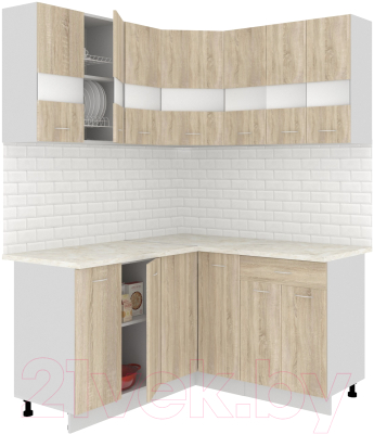 Готовая кухня Кортекс-мебель Корнелия Экстра 1.5x1.5м (дуб сонома/королевский опал)