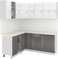 Кухонный гарнитур Кортекс-мебель Корнелия Экстра 1.5x1.9м (белый/береза/марсель) - 