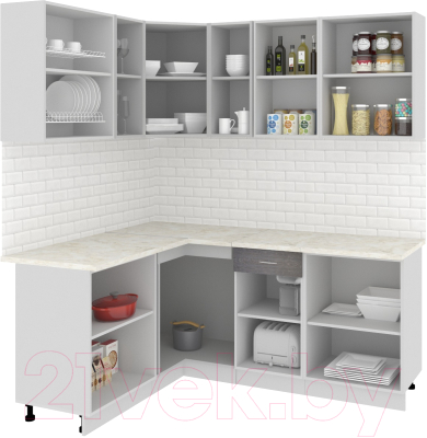Готовая кухня Кортекс-мебель Корнелия Экстра 1.5x1.9м (красный/черный/мадрид)