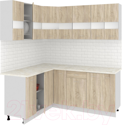 Готовая кухня Кортекс-мебель Корнелия Экстра 1.5x1.9м (дуб сонома/марсель)